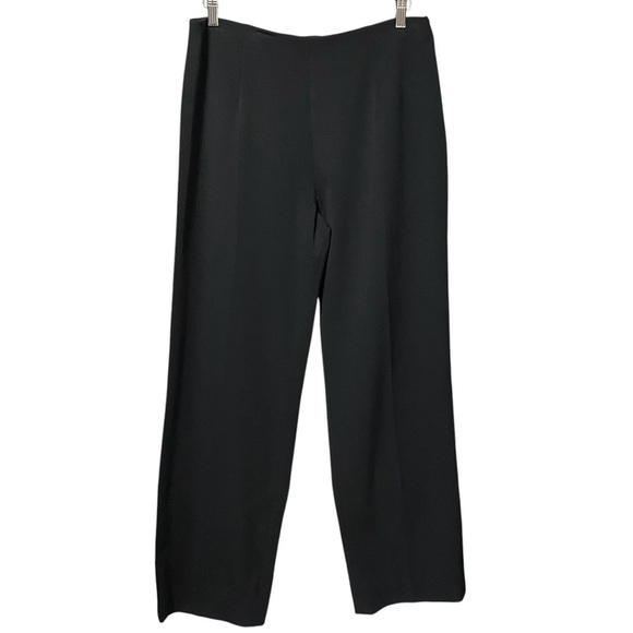 Fabrizio Gianni Black High Rise Straight Leg Stretch Pants Size 12 Side Zip - Picture 1 of 6